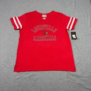 Captivating Louisville Cardinals Womens Red V-Neck T-Shirt NWT Large NCAA Fan